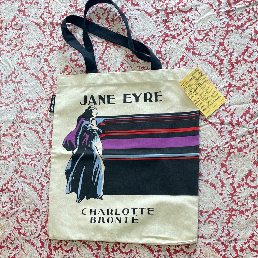NEW Out of Print Jane Eyre Tote - Cream, Black, and Purple